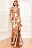 Dorado Vestido de Fiesta Sirena