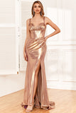 Dorado Vestido de Fiesta Sirena