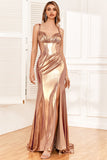 Dorado Vestido de Fiesta Sirena