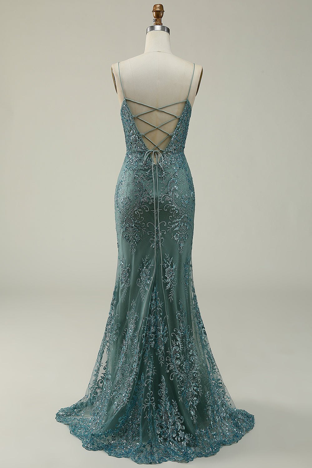 Tirantes de Espagueti Verde Vestido de Fiesta