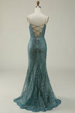 Tirantes de Espagueti Verde Vestido de Fiesta