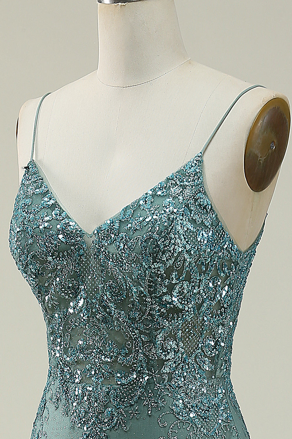 Tirantes de Espagueti Verde Vestido de Fiesta