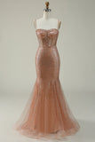 Sirena Tirantes de Espagueti Blush Vestido de Fiesta