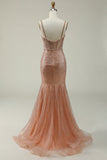 Sirena Tirantes de Espagueti Blush Vestido de Fiesta