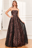 Vestido de Graduación Negro Sin Tirantes A Línea