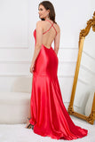 Cuello en V Sin Mangas Vestido de Fiesta Rojo