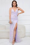 Púrpura Vestido de Fiesta Cuello en V