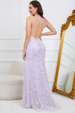 Púrpura Vestido de Fiesta Cuello en V