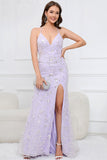 Púrpura Vestido de Fiesta Cuello en V