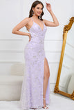 Púrpura Vestido de Fiesta Cuello en V