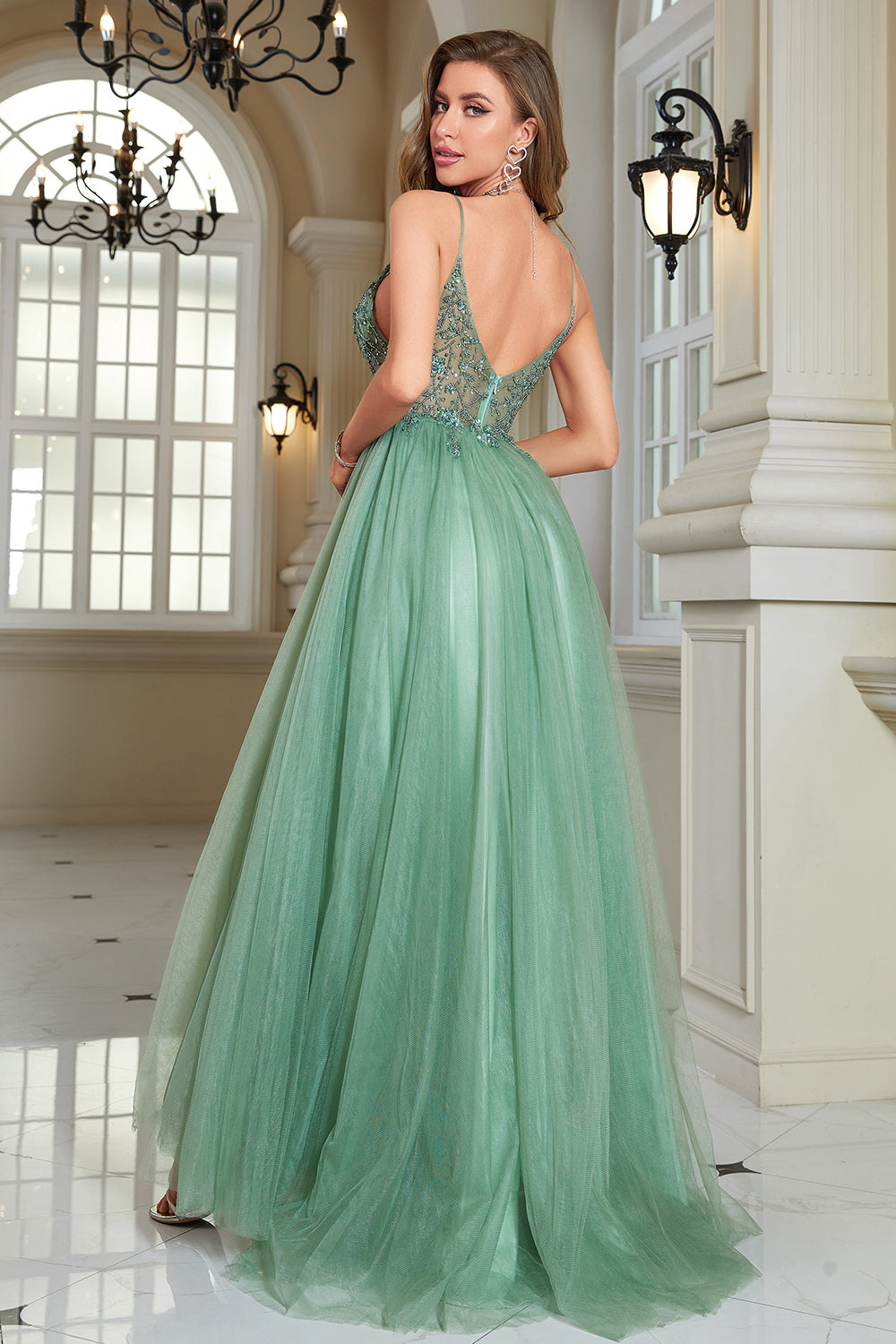 Borgoña Tul Vestido de Fiesta Tirantes de Espagueti