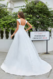 Simple Ivory Satin A-Line Vestido de novia