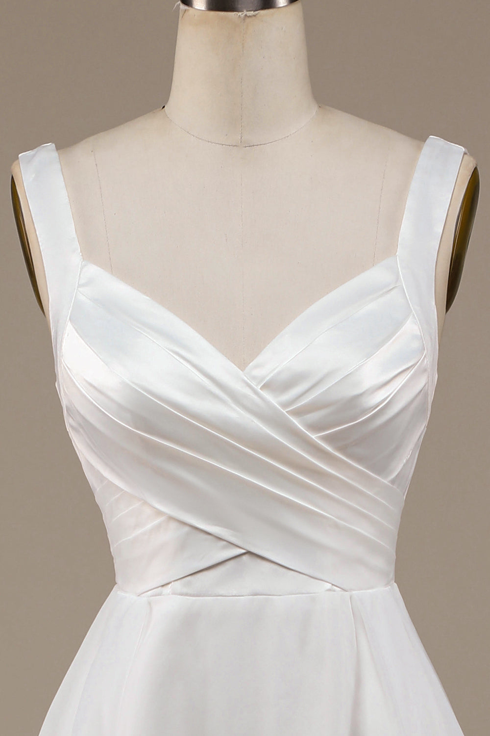 Simple Ivory Organza Scoop Neck Sweep Train A Line Vestido de novia