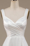 Simple Ivory Organza Scoop Neck Sweep Train A Line Vestido de novia