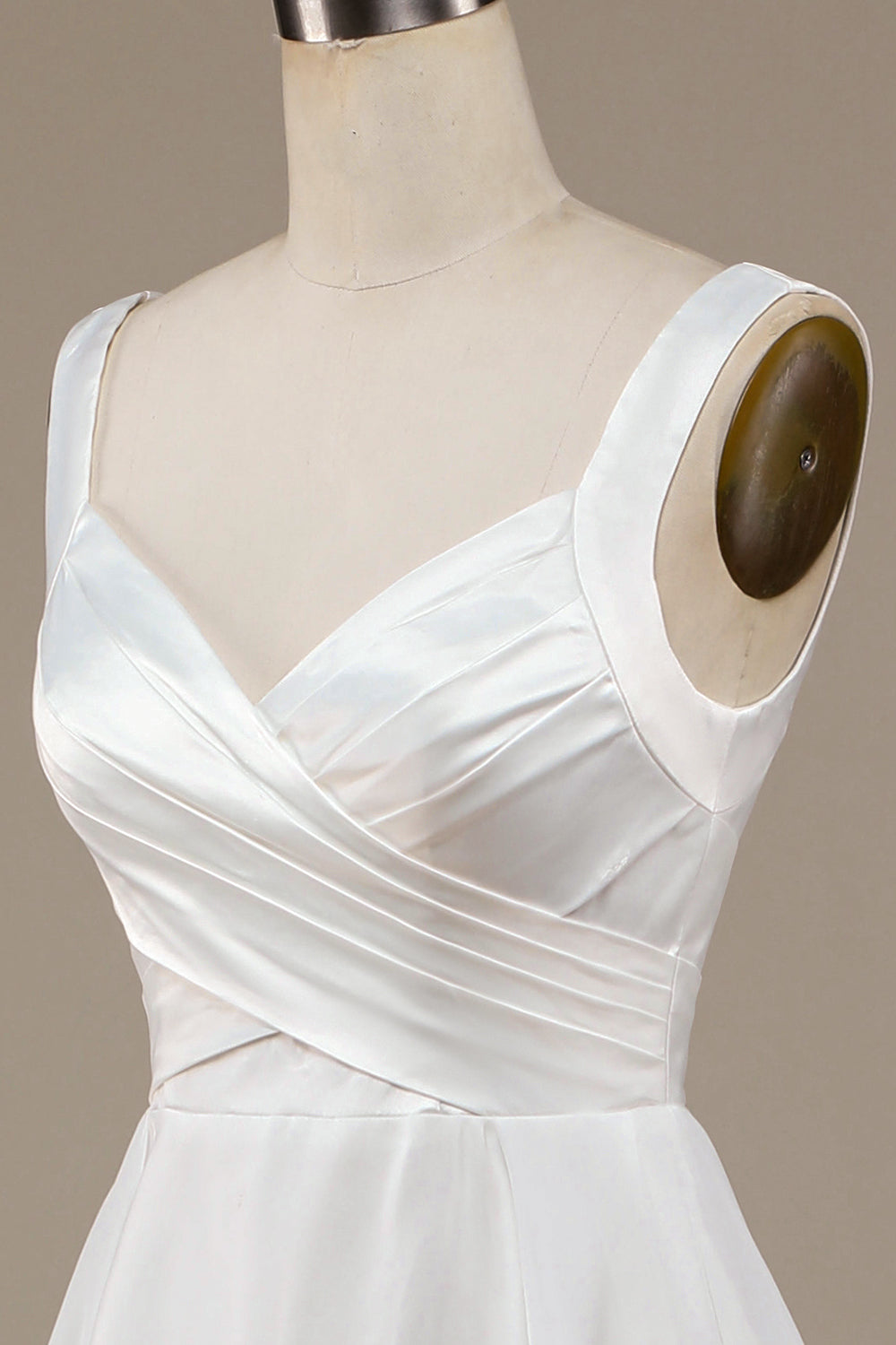 Simple Ivory Organza Scoop Neck Sweep Train A Line Vestido de novia