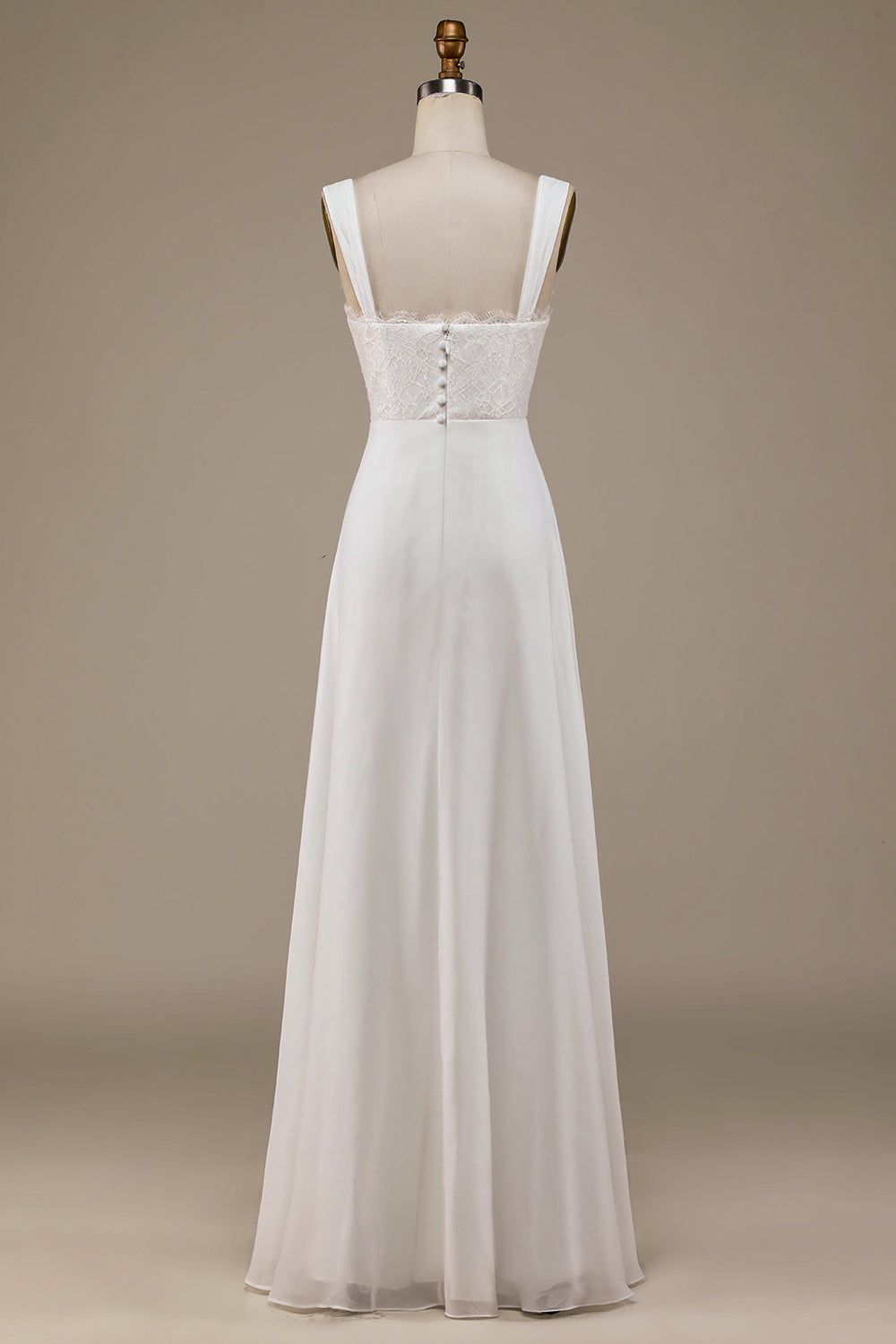 Ivory Scoop Cuello Boho Vestido de novia con encaje