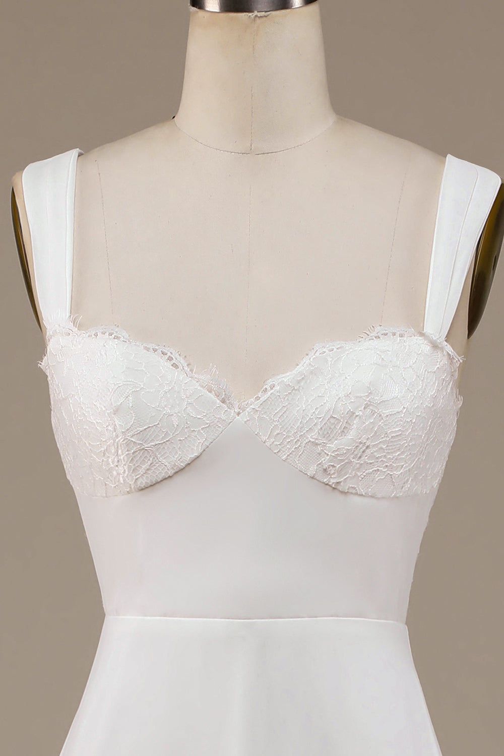 Ivory Scoop Cuello Boho Vestido de novia con encaje