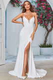 Simple Ivory Mermaid Sweep Train Vestido de novia