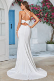 Simple Ivory Mermaid Sweep Train Vestido de novia