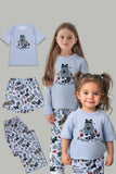 Pijama familiar de manga corta estampado gris a juego
