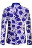 Blazer de fiesta para hombre con solapa de chal azul real Jacquard