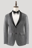 Blazer de fiesta de hombre con solapa chal gris de botonadura sencilla