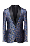 Blazer formal para hombre con estampado azul marino