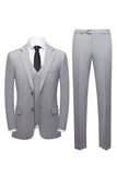 Conjunto de traje de hombre de 3 piezas con solapa chal gris simple