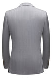 Conjunto de traje de hombre de 3 piezas con solapa chal gris simple