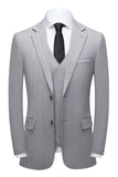 Conjunto de traje de hombre de 3 piezas con solapa chal gris simple