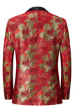 Jacquard rojo 2 piezas chal solapa Trajes de hombre