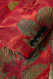 Jacquard rojo 2 piezas chal solapa Trajes de hombre