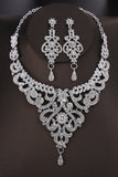 Conjunto de collar de vidrio brillante vintage de plata para fiesta de bodas