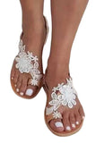 Sandalias planas de encaje blanco de moda