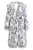 Abrigo largo de mujer con estampado de leopardo blanco y negro