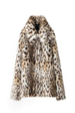 Abrigo de piel sintética de invierno para mujer leopardo blanco