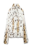 Abrigo de piel sintética de invierno para mujer leopardo blanco