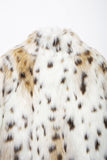 Abrigo de piel sintética de invierno para mujer leopardo blanco