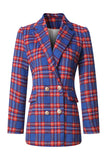 Blazer de mujer a cuadros cruzados rojo azul