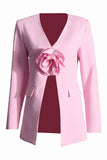 Elegante blazer de mujer rosa 3D flower