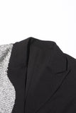 Plata Negro Solapa de Pico Slim Fit Blazer Mujer