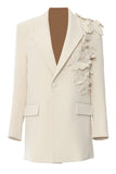 Blazer de mujer oversize beige con mariposas 3D