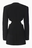 Blazer sin cuello negro Slim Fit Cut-out para mujer