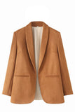 Chal Camel casual Solapa Frente abierto Blazer de mujer