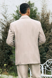 Trajes de boda para hombre de 3 piezas con solapa de pico marfil a raya simple