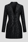 Blazer de mangas largas negras con lentejuelas brillantes