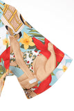 Vestido vintage de la década de 1950 con estampado de flores de una línea