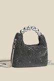 Bolso cubo negro con purpurina y cadenas