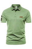 Polo para hombre de manga corta verde de algodón elástico sólido