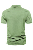 Polo para hombre de manga corta verde de algodón elástico sólido